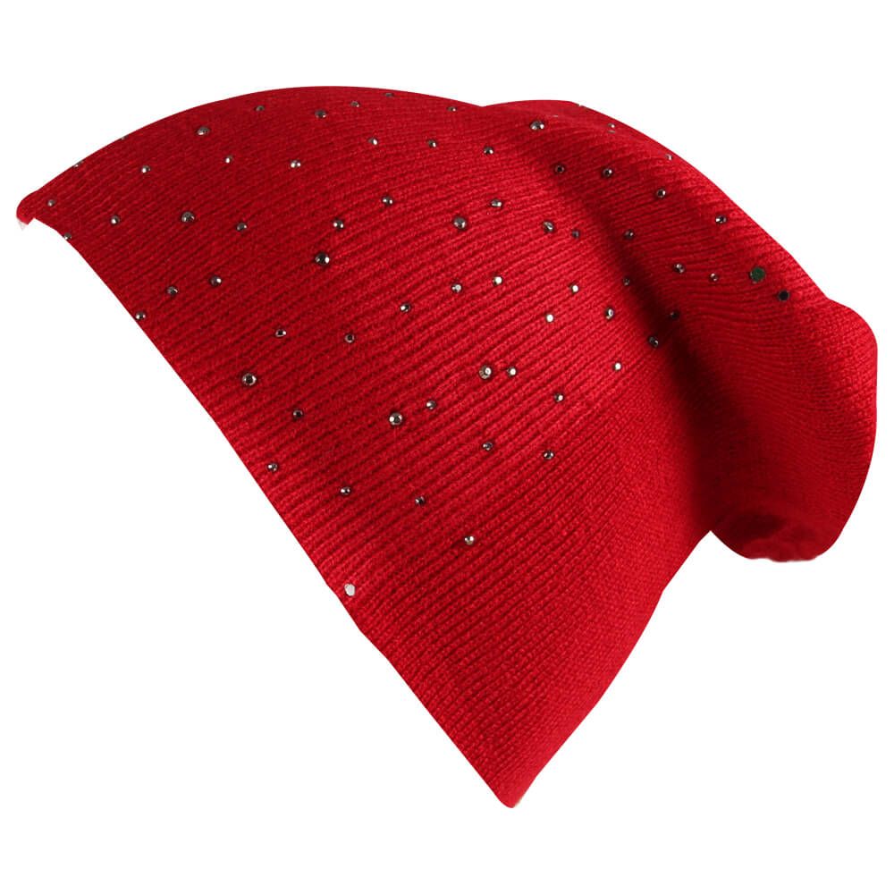 Kinder Beanie Slouch Mütze Kindermütze Beaniemütze rot