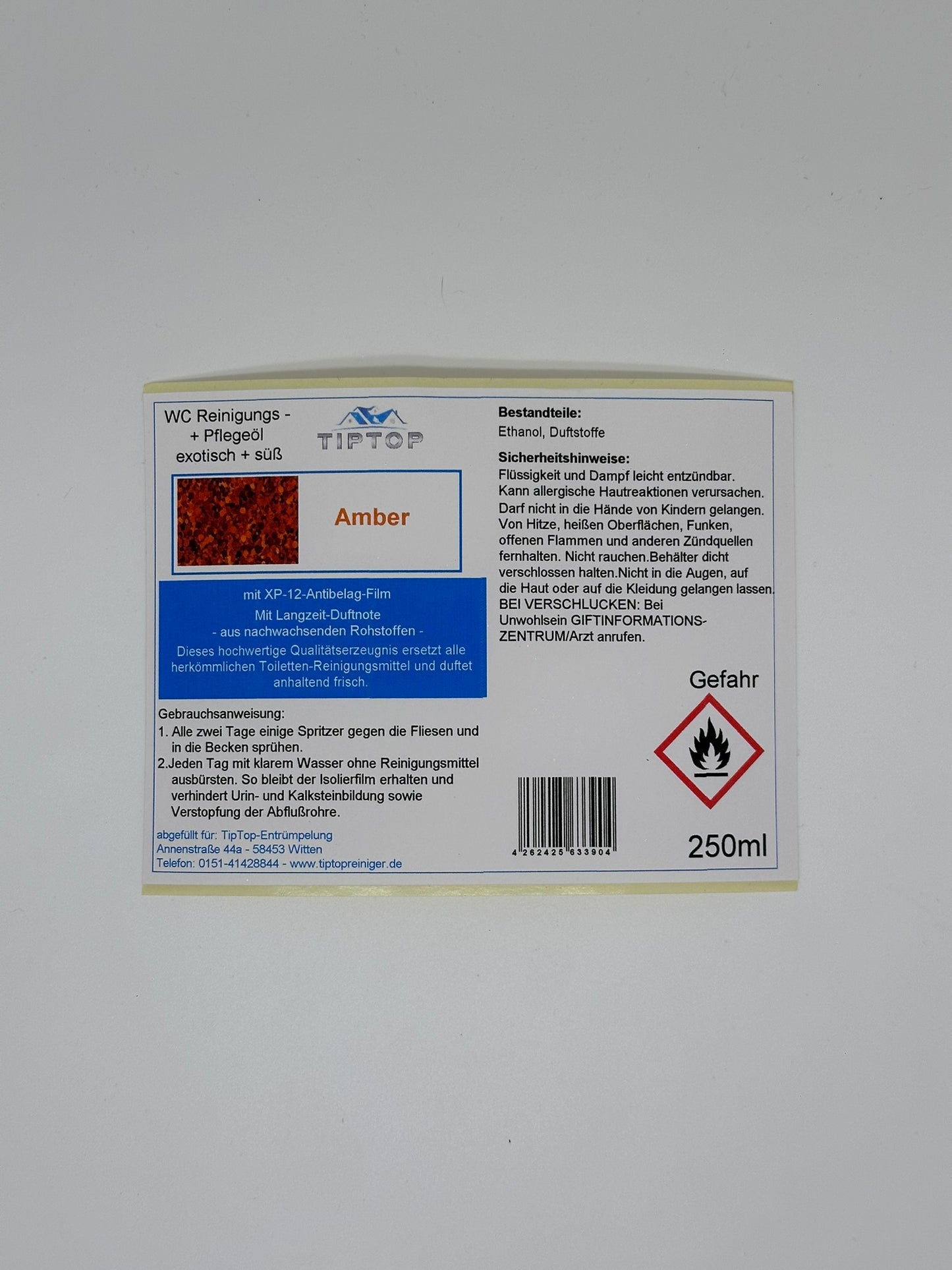 TipTop WC Reinigungs- und Pflegeöl - 250ml - exotisch + süß - mehrere Duftnoten zur Auswahl