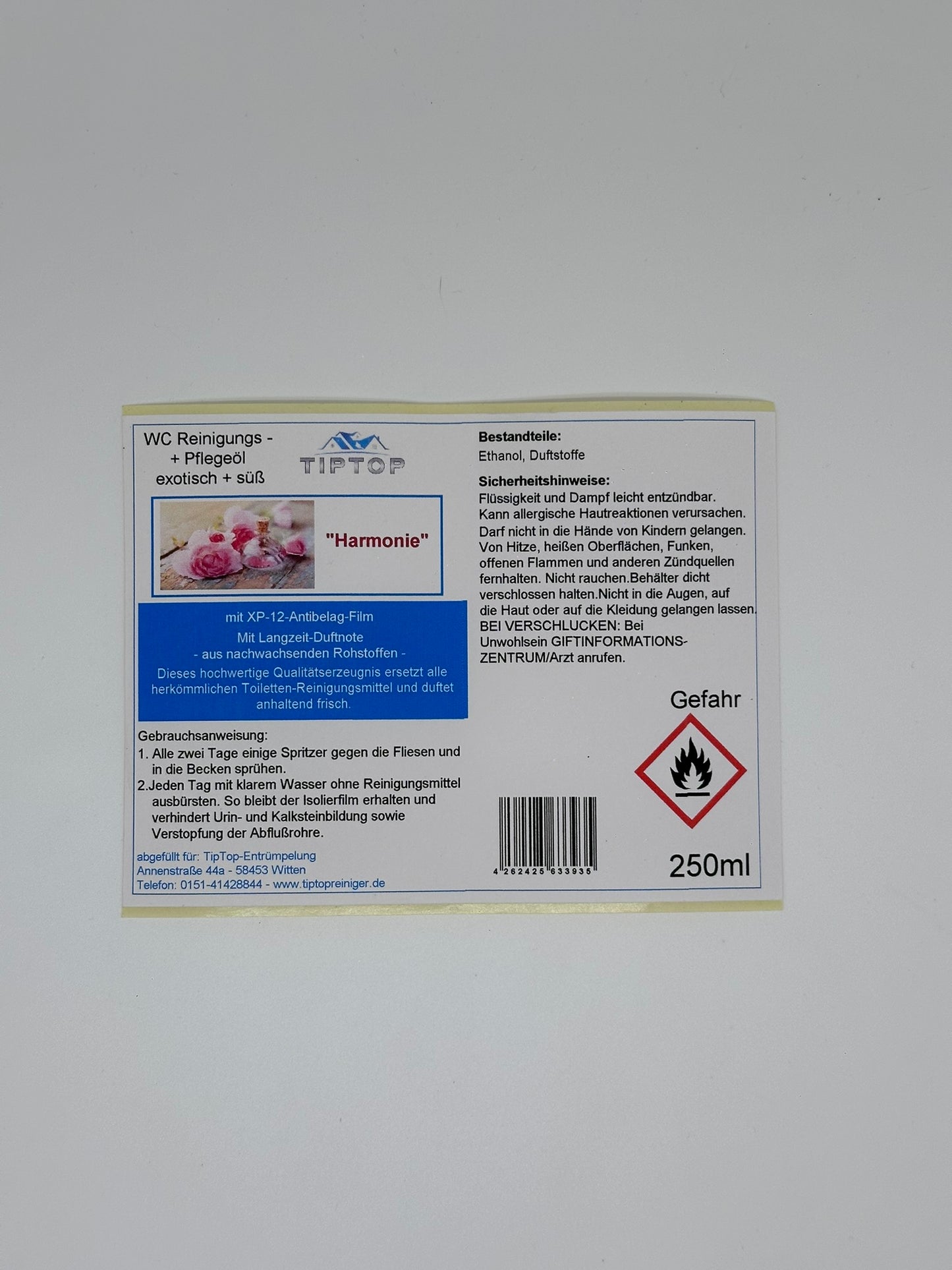 TipTop WC Reinigungs- und Pflegeöl - 250ml - exotisch + süß - mehrere Duftnoten zur Auswahl