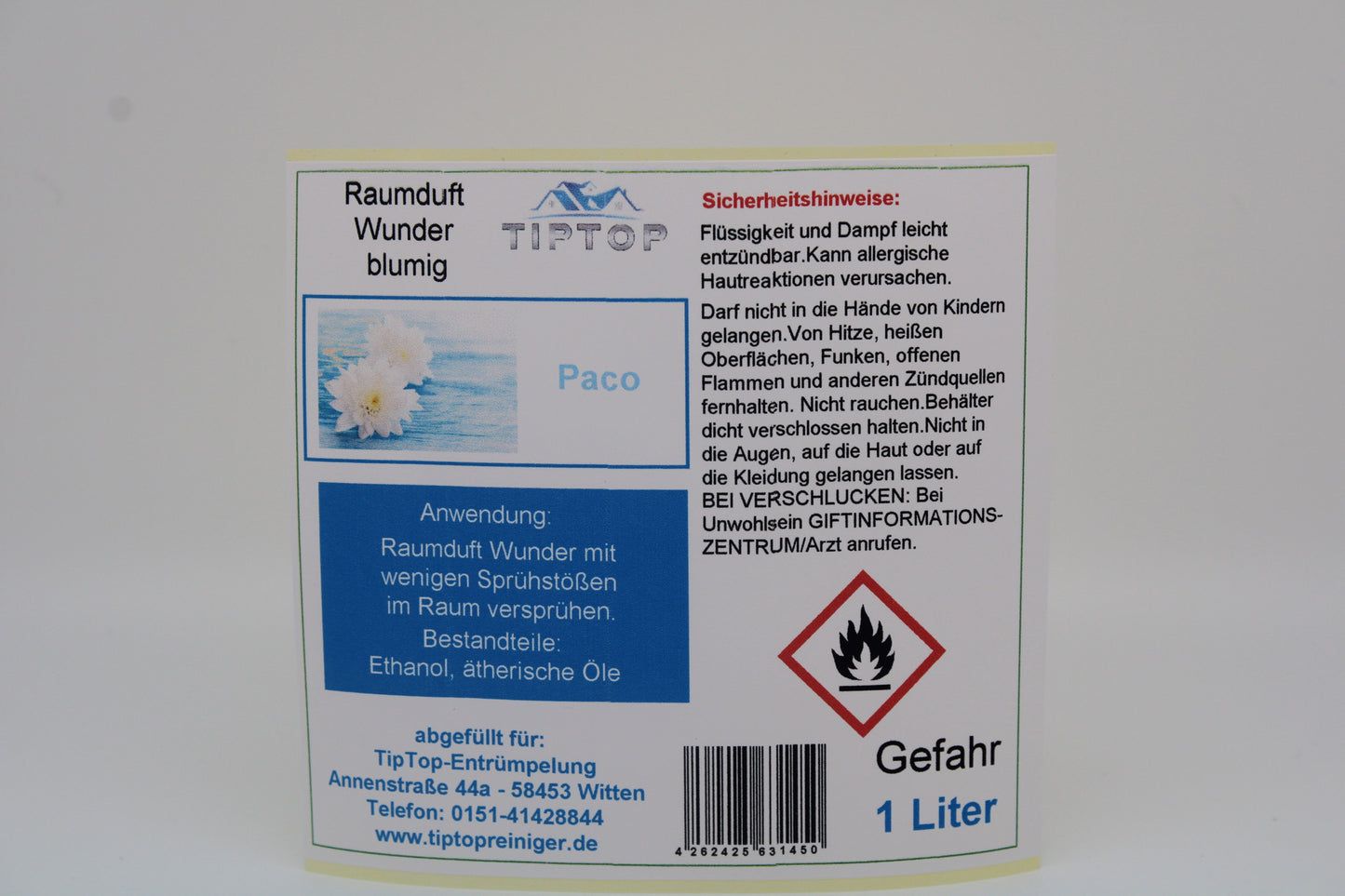 Raumduft-Wunder - 1 Liter - blumig - mehrere Duftnoten zur Auswahl