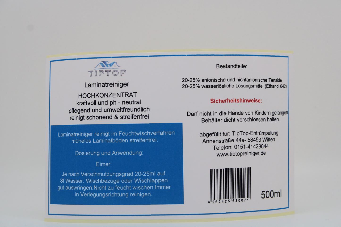 TIPTOP Laminatreiniger Hochkonzentrat 500 ml ph-neutral
