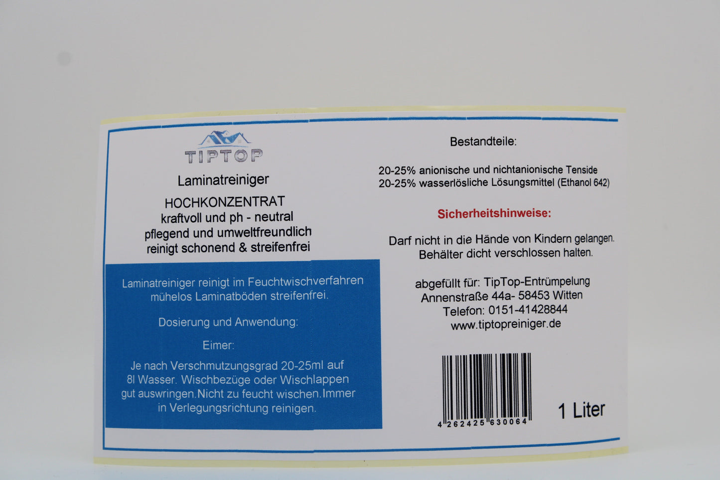 TIPTOP Laminatreiniger Hochkonzentrat 1 L PH-Neutral