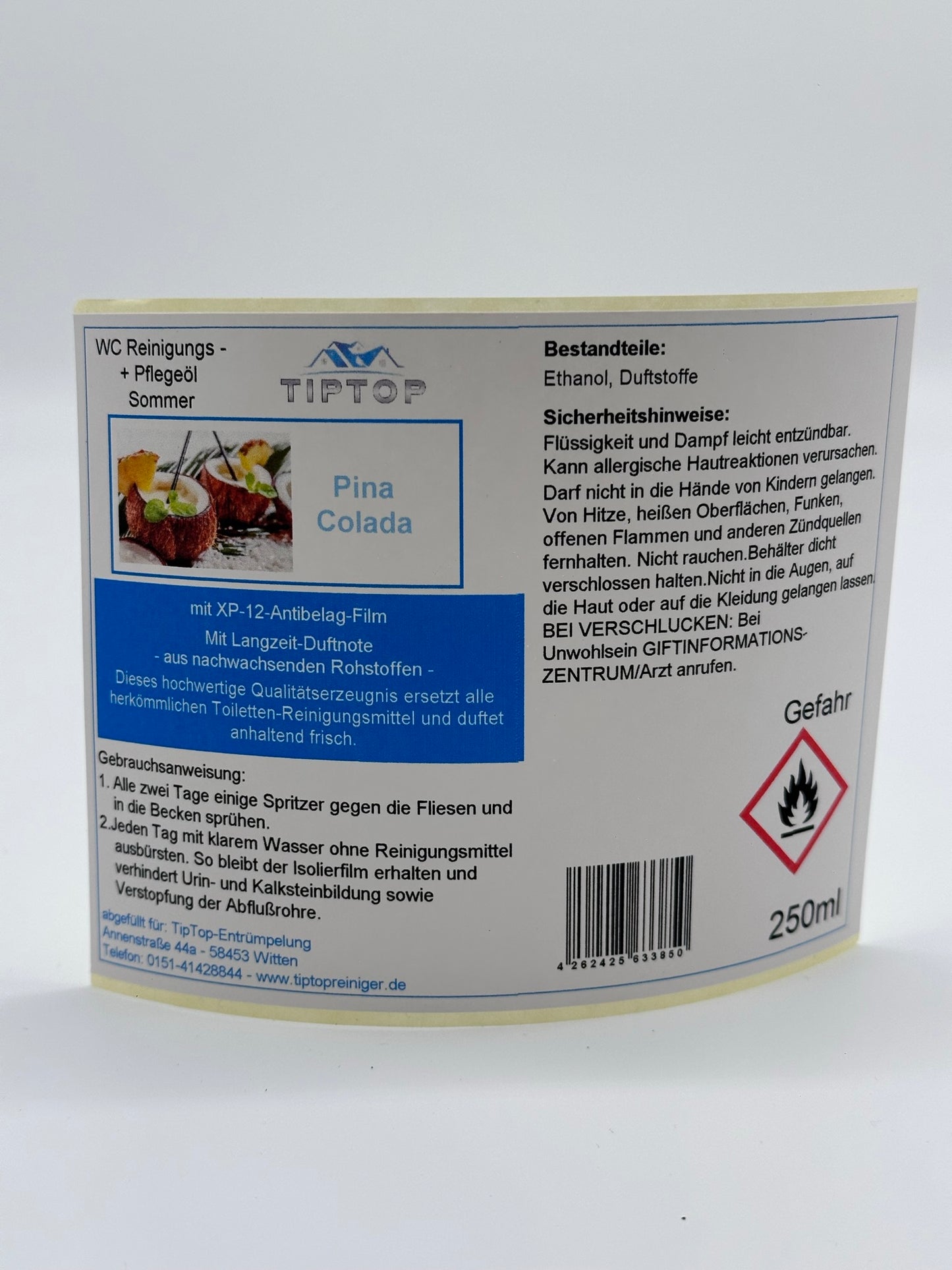 TIPTOP WC Reinigungs- und Pflegeöl - Sommer -250 ml - mehrere Duftnoten zur Auswahl