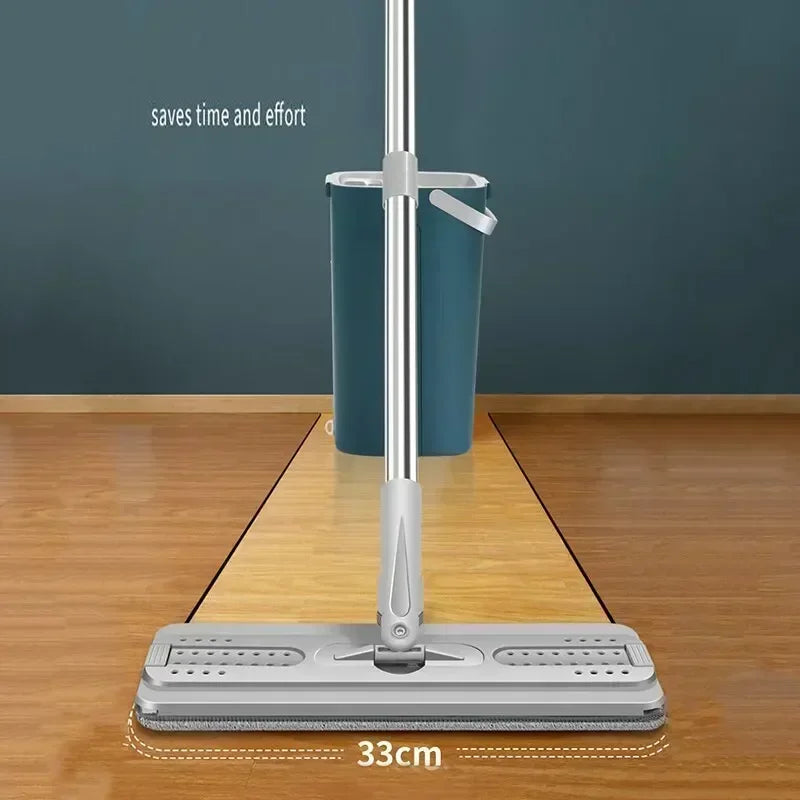 Juego De Fregona Y Cubo De Piso Plano, Herramienta De Limpieza De Cocina, Microfibra, Procurrible, Mágico, Escalable, Sin Marca D