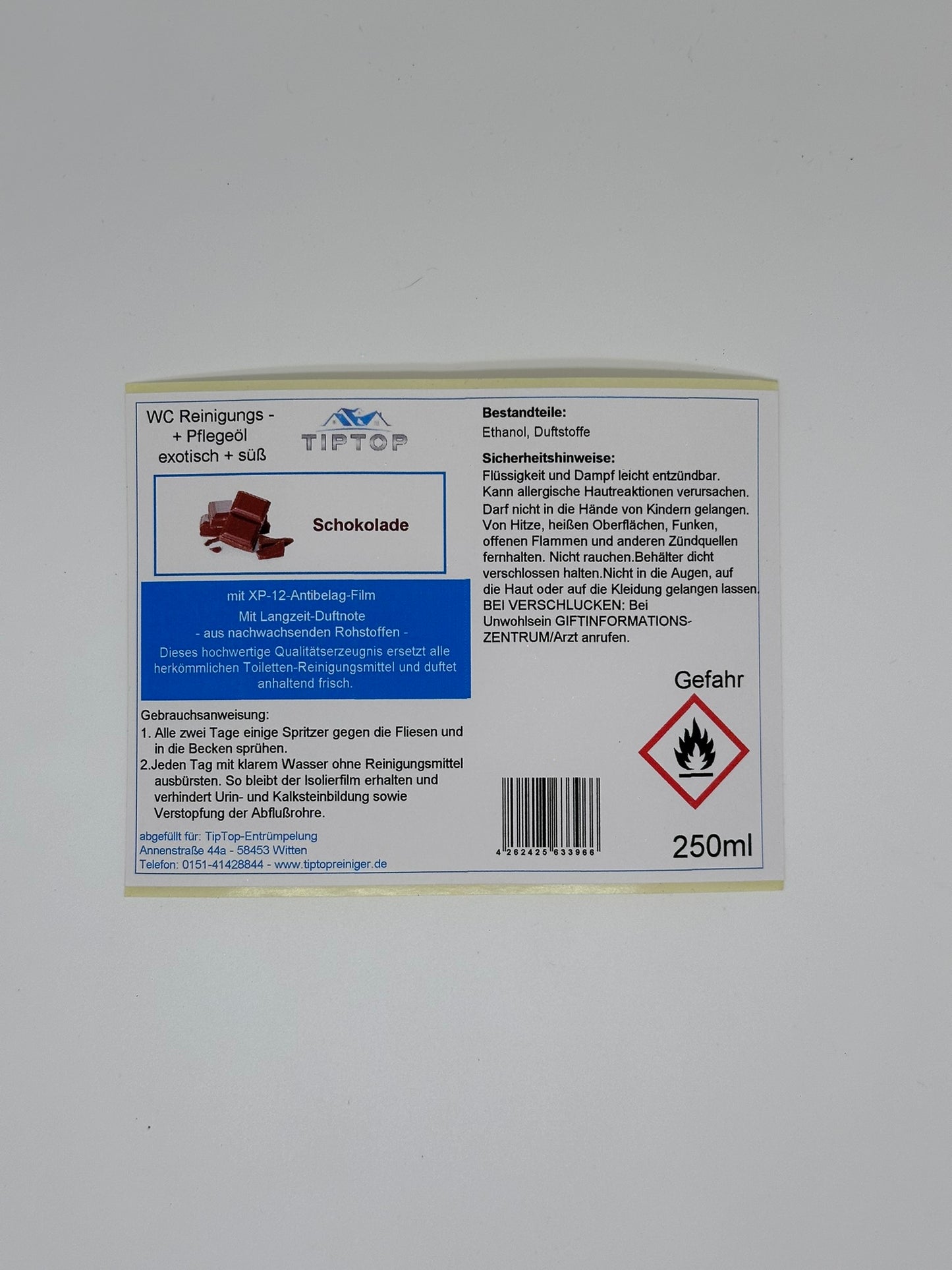 TipTop WC Reinigungs- und Pflegeöl - 250ml - exotisch + süß - mehrere Duftnoten zur Auswahl