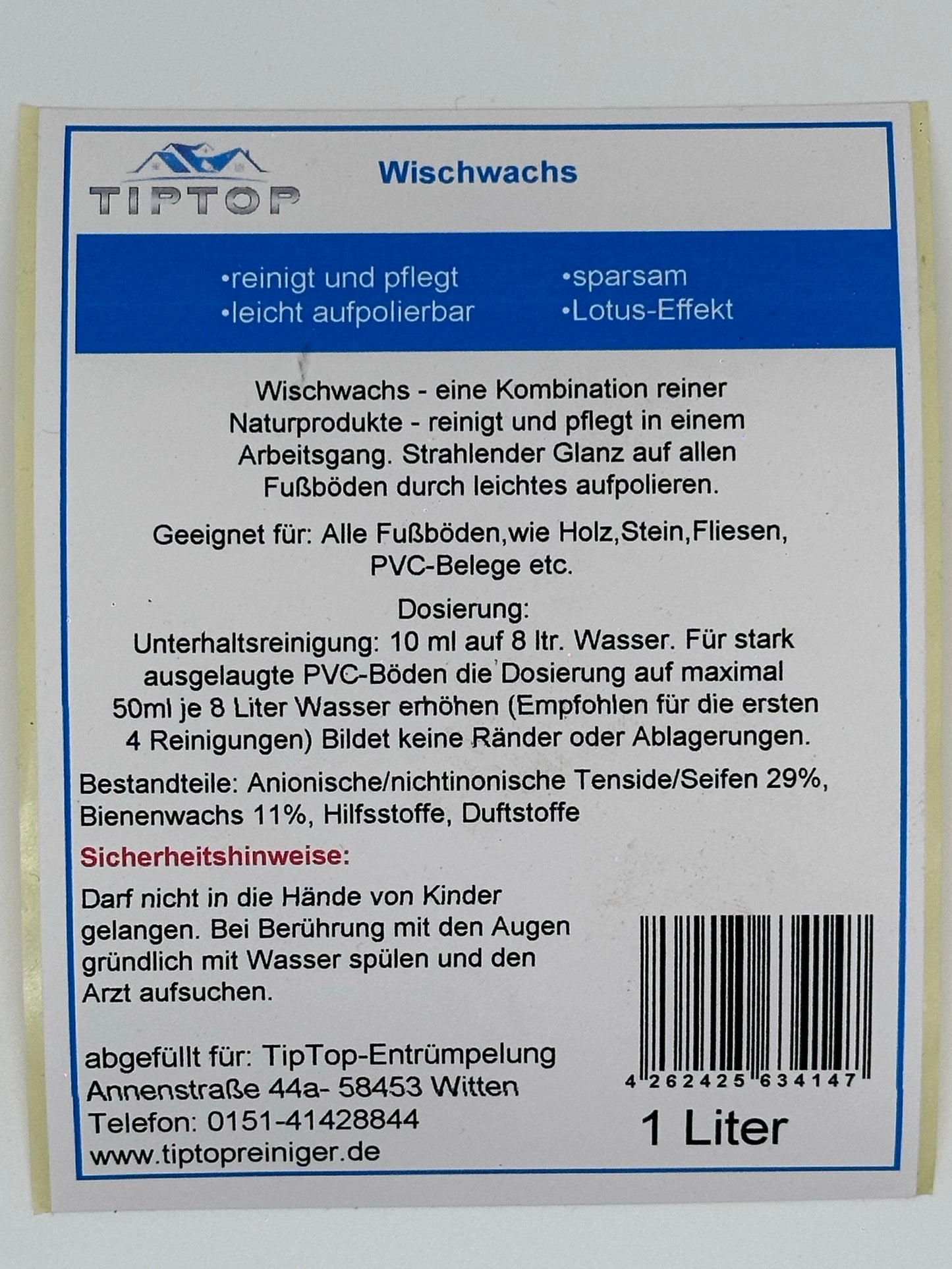 TIPTOP Wischwachs Hochkonzentrat 1 L