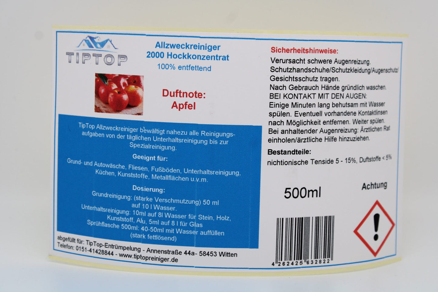 TIPTOP Allzweckreiniger 2000 Konzentrat 500 ml mit Dosierkopf - mehrere Duftnoten zur Auswahl