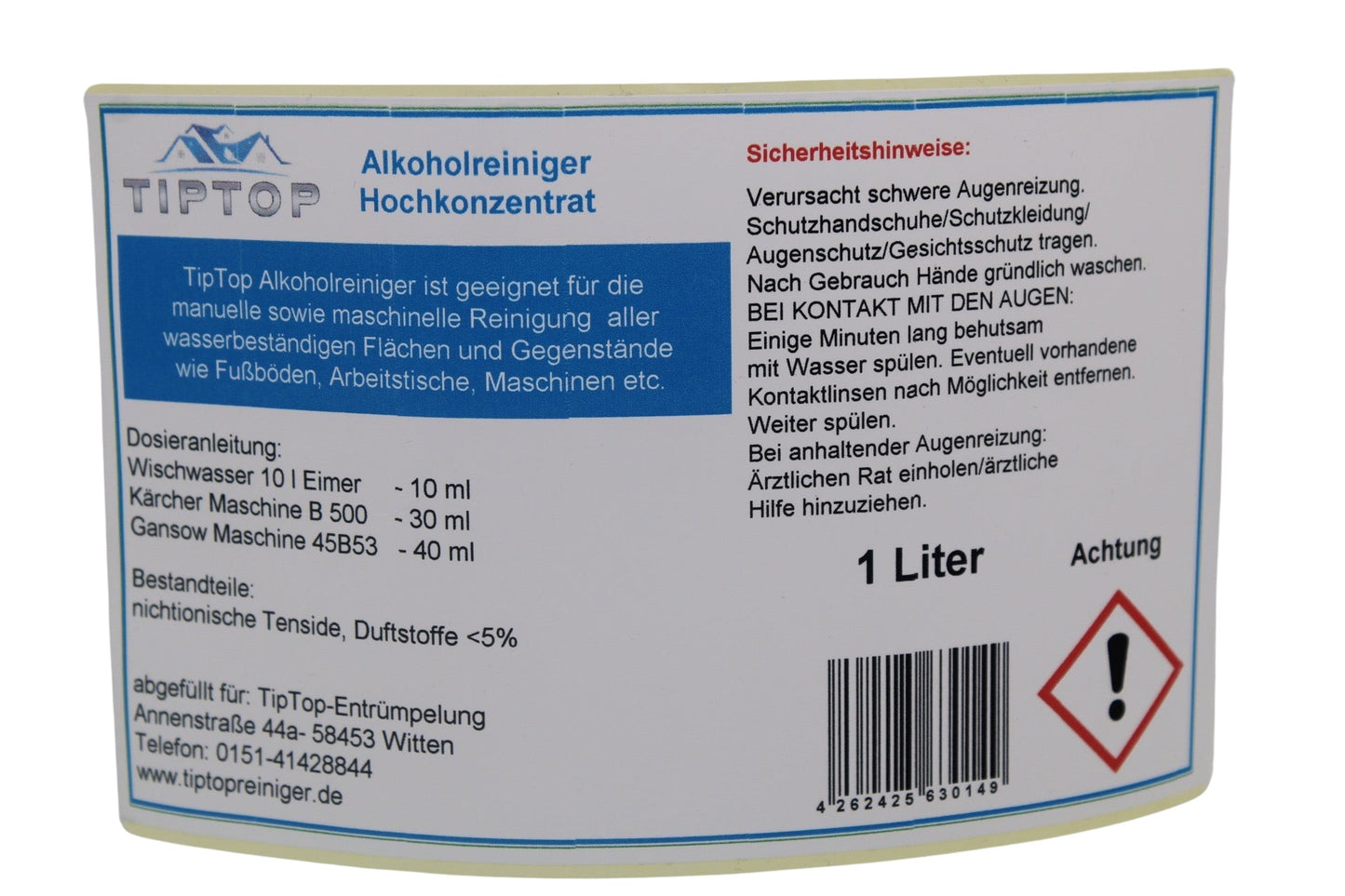 TIPTOP Alkoholreiniger Hochkonzentrat 1 Liter