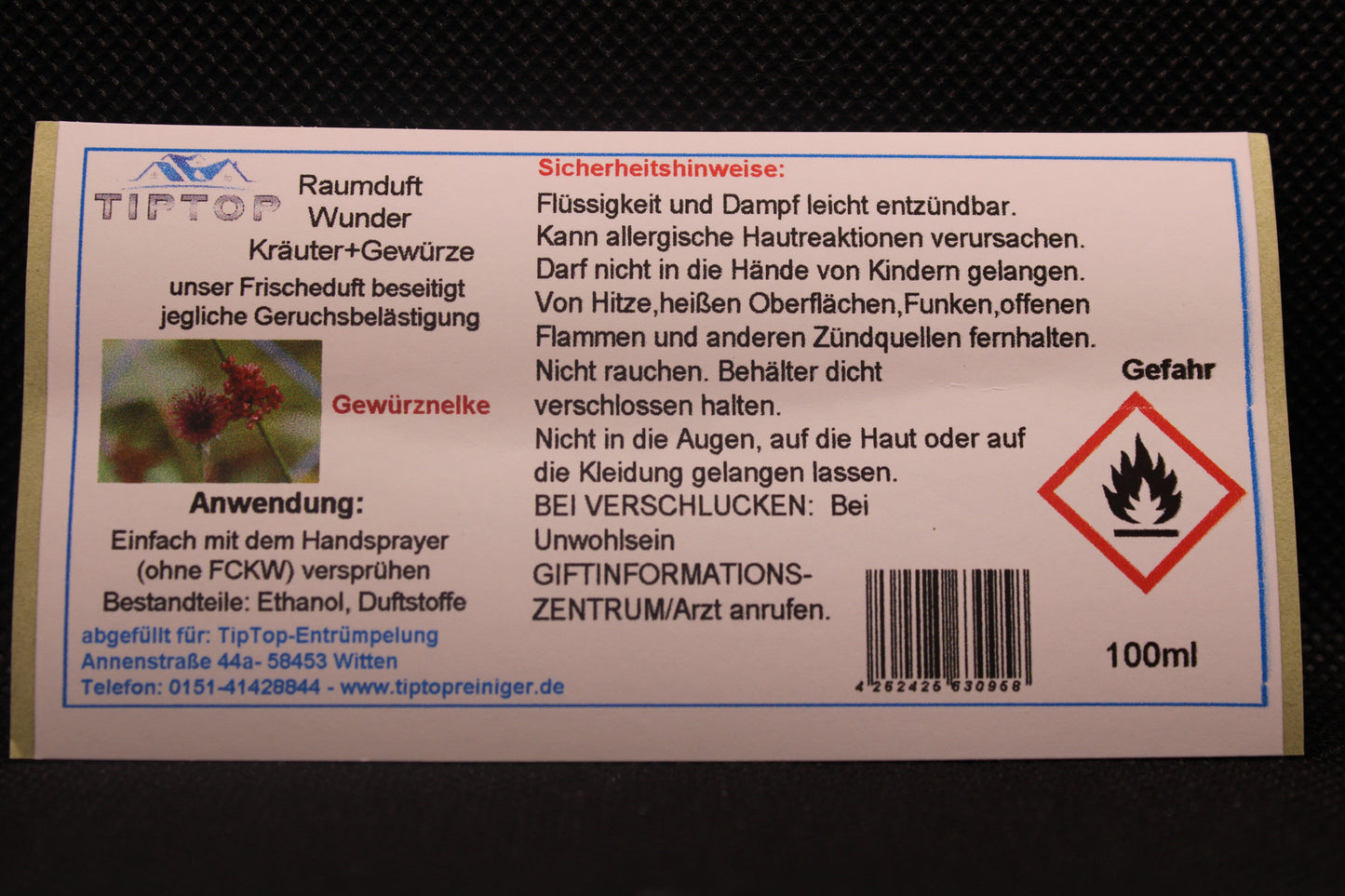 Raumduft-Wunder 100ml - Kräuter+Gewürze - mehrere Duftnoten zur Auswahl