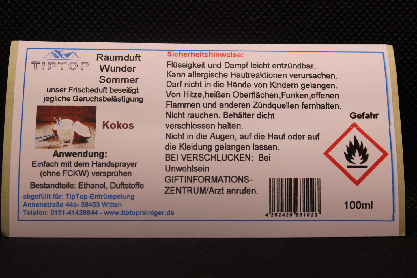 Raumduft-Wunder - 100ml - Sommer - mehrere Duftnoten zur Auswahl
