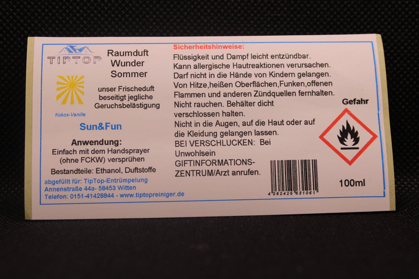 Raumduft-Wunder - 100ml - Sommer - mehrere Duftnoten zur Auswahl