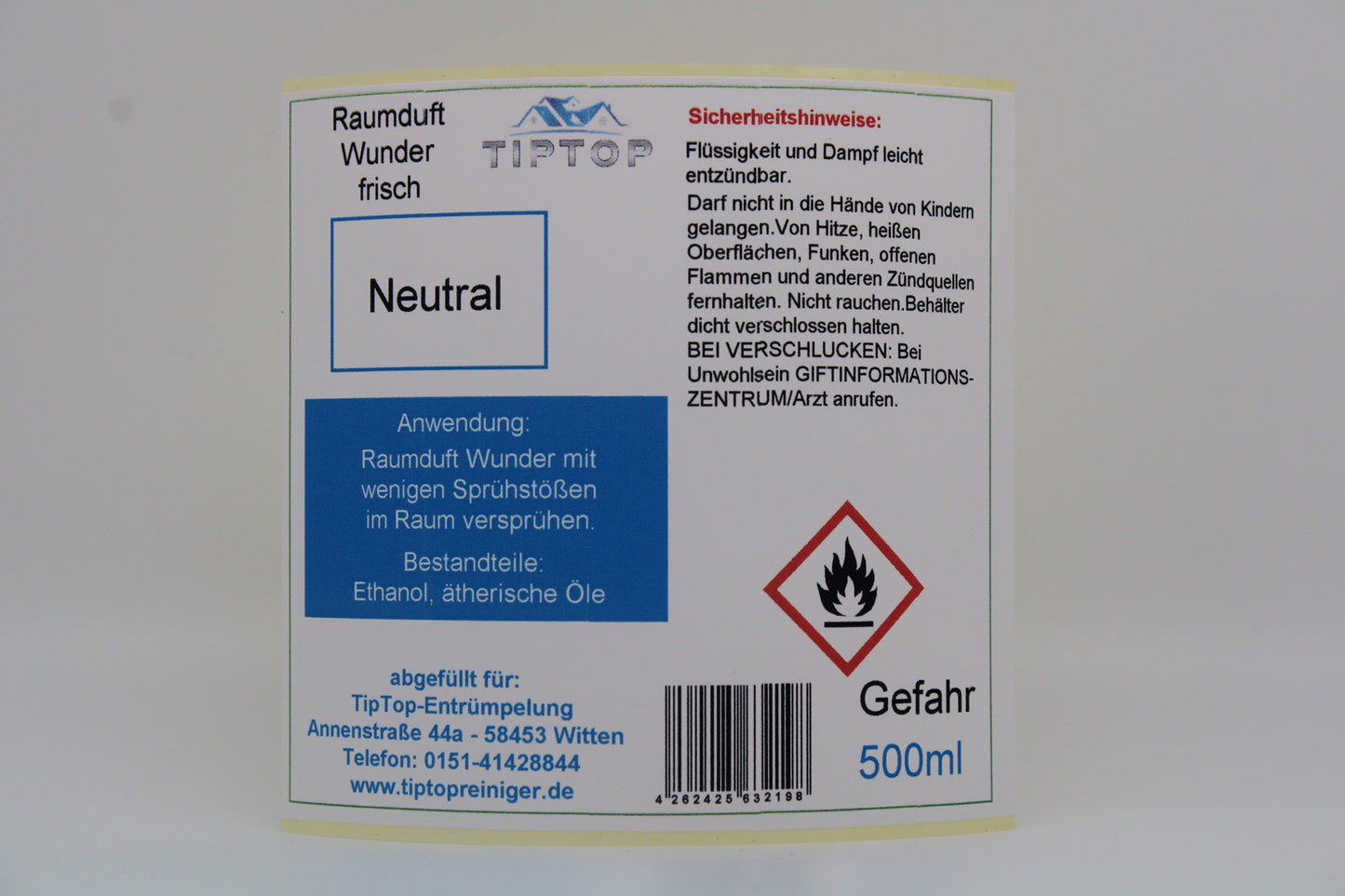 Raumduft-Wunder - 500 ml - frisch - Duftnoten zur Auswahl
