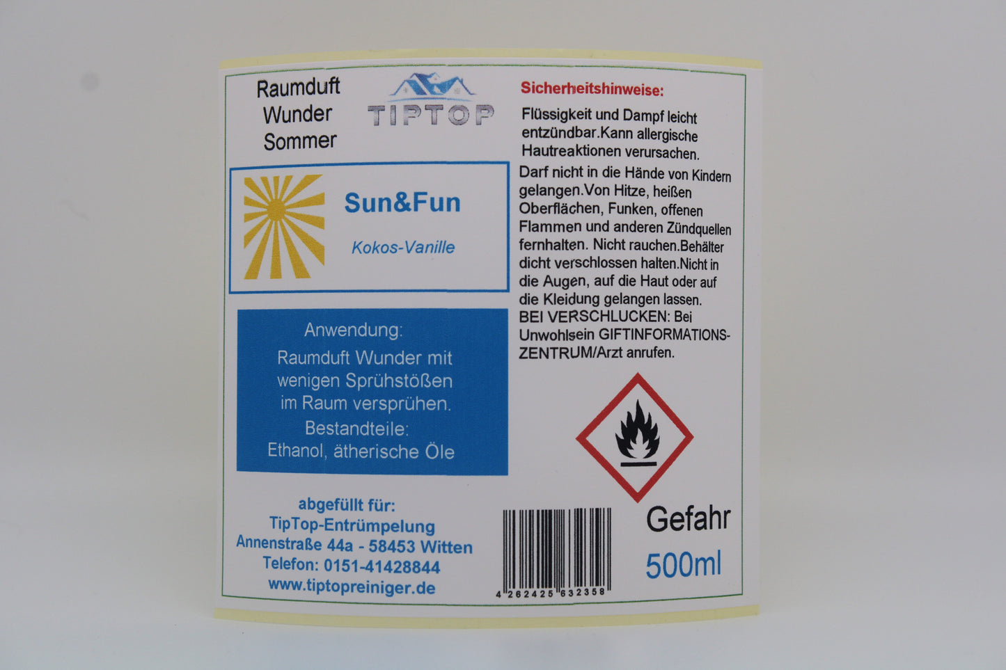 Raumduft-Wunder -500 ml - Sommer - mehrere Duftnoten zur Auswahl