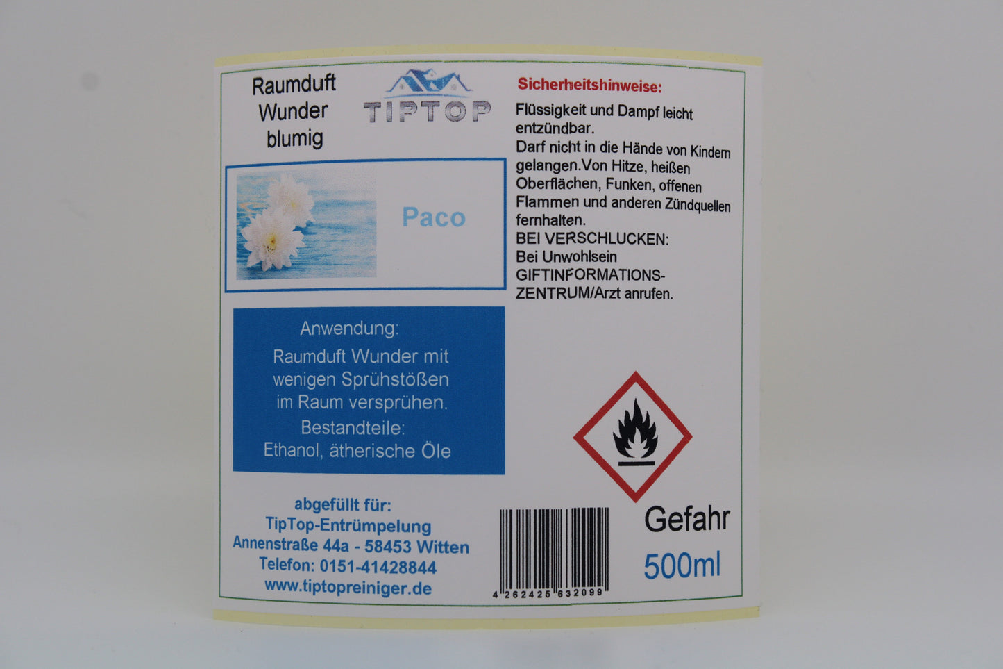 Raumduft-Wunder - 500 ml - blumig - mehrere Duftnoten zur Auswahl