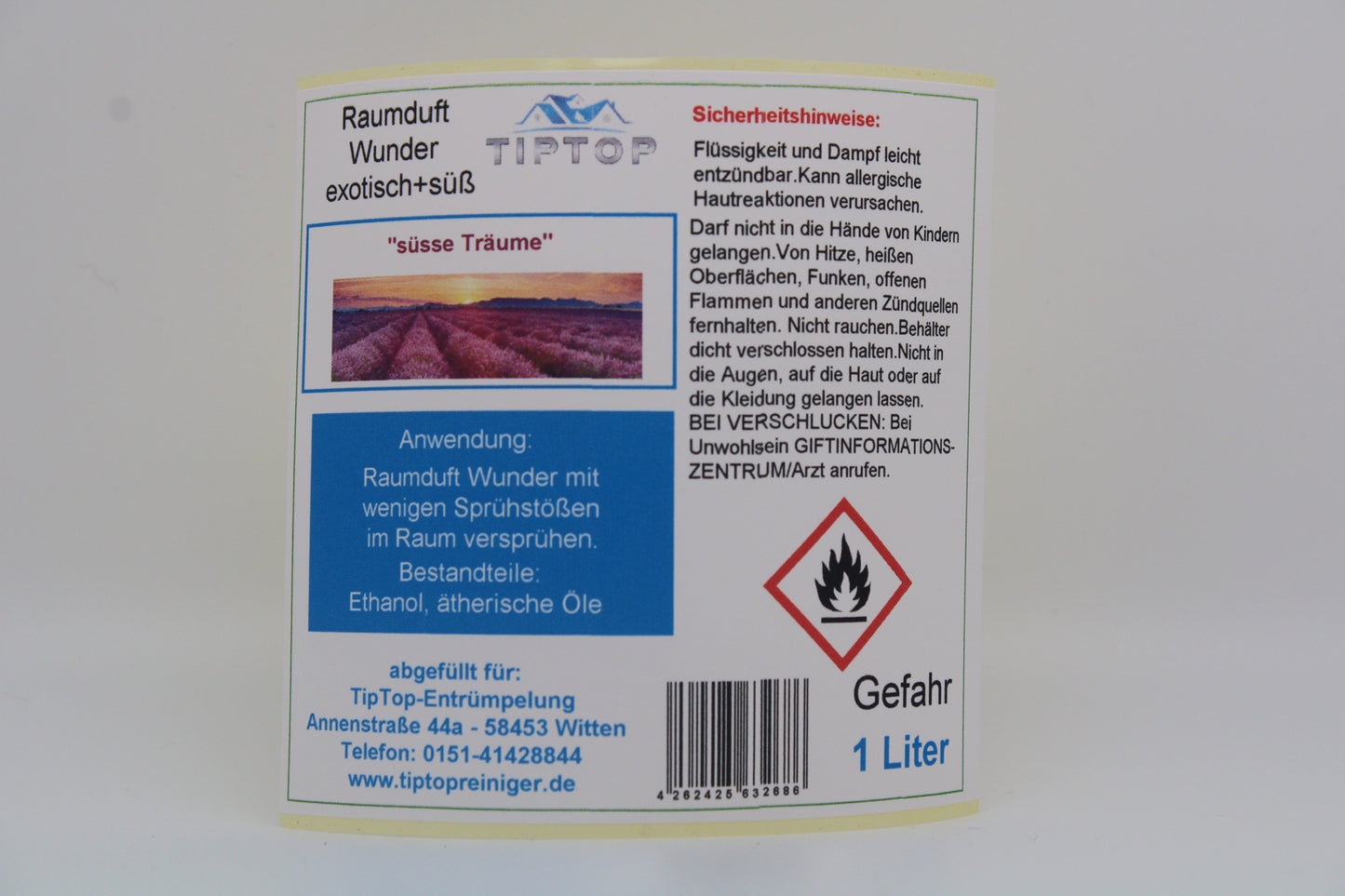 Raumduft-Wunder - 1 Liter - exotisch + süß - mehrere Duftnoten zur Auswahl