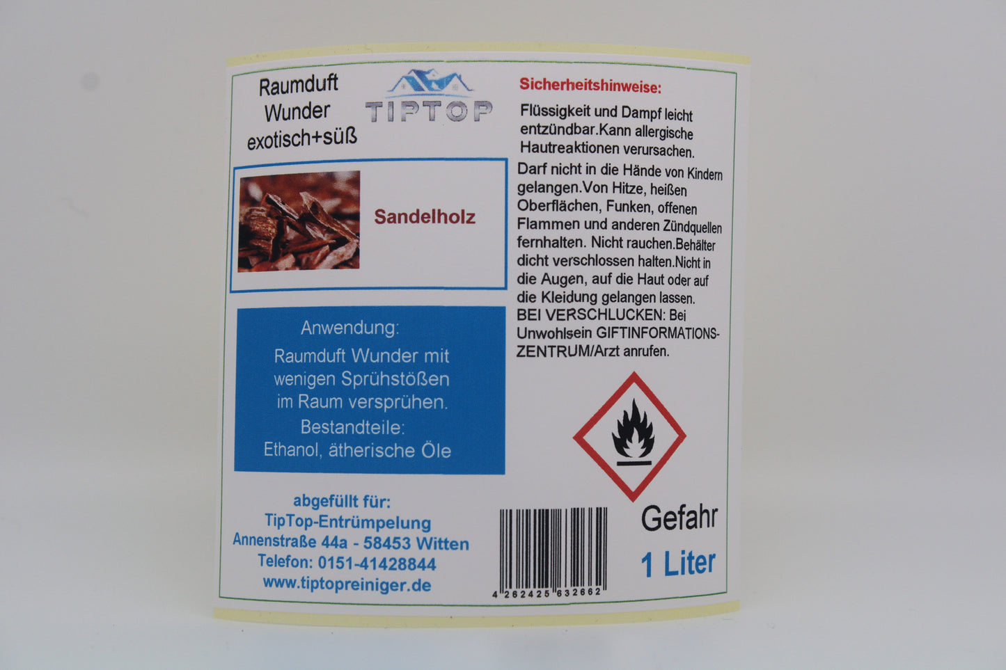 Raumduft-Wunder - 1 Liter - exotisch + süß - mehrere Duftnoten zur Auswahl