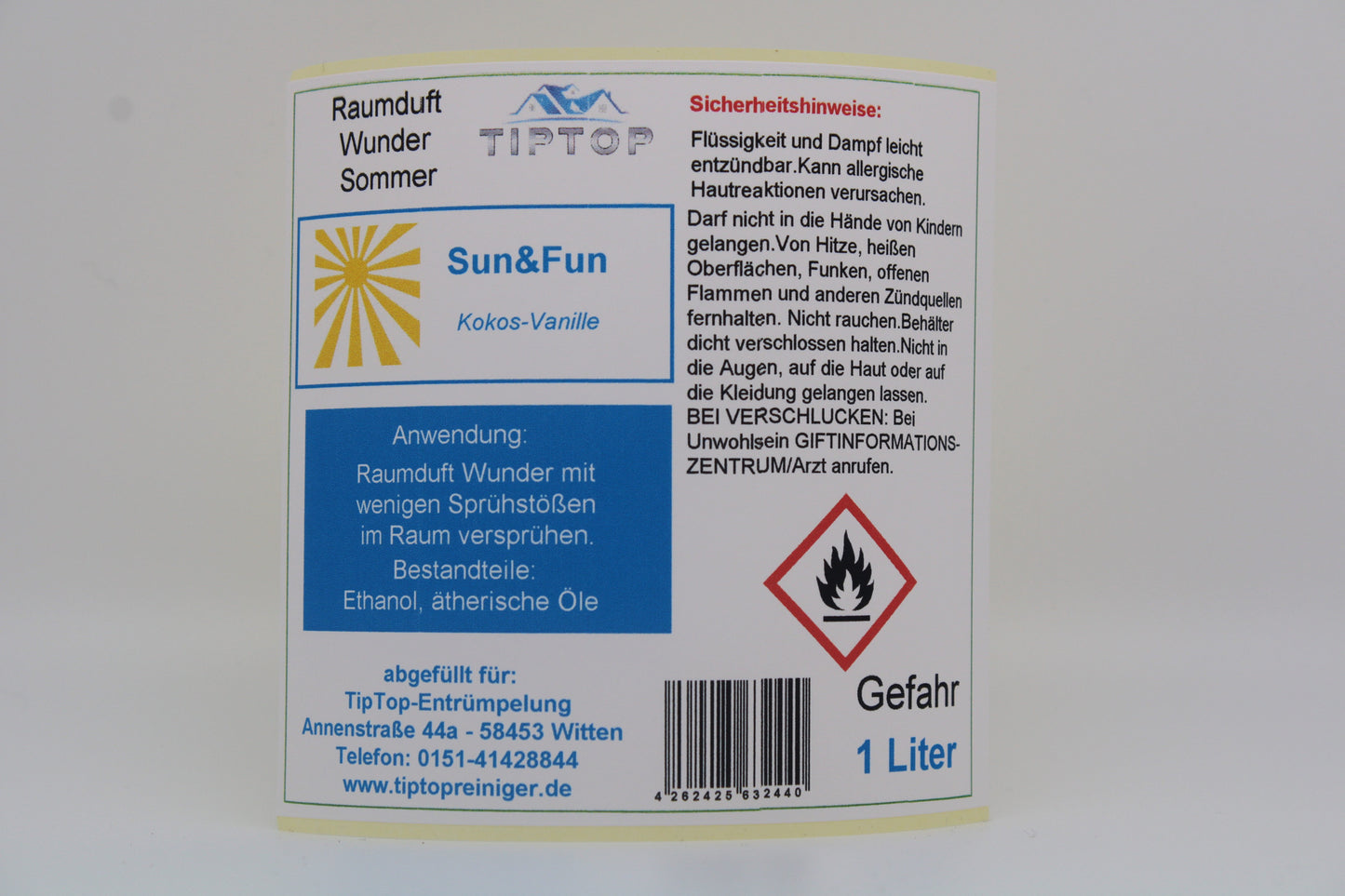 Raumduft-Wunder - 1 Liter - Sommer - mehrere Duftnoten zur Auswahl