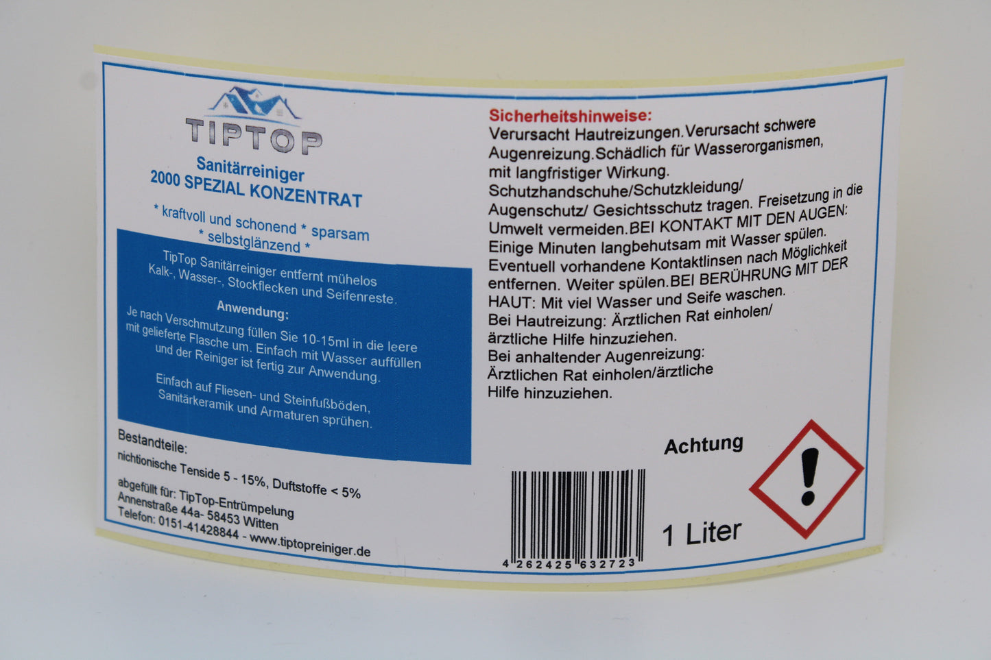TipTop Sanitärreiniger 2000 Spezial Kontentrat