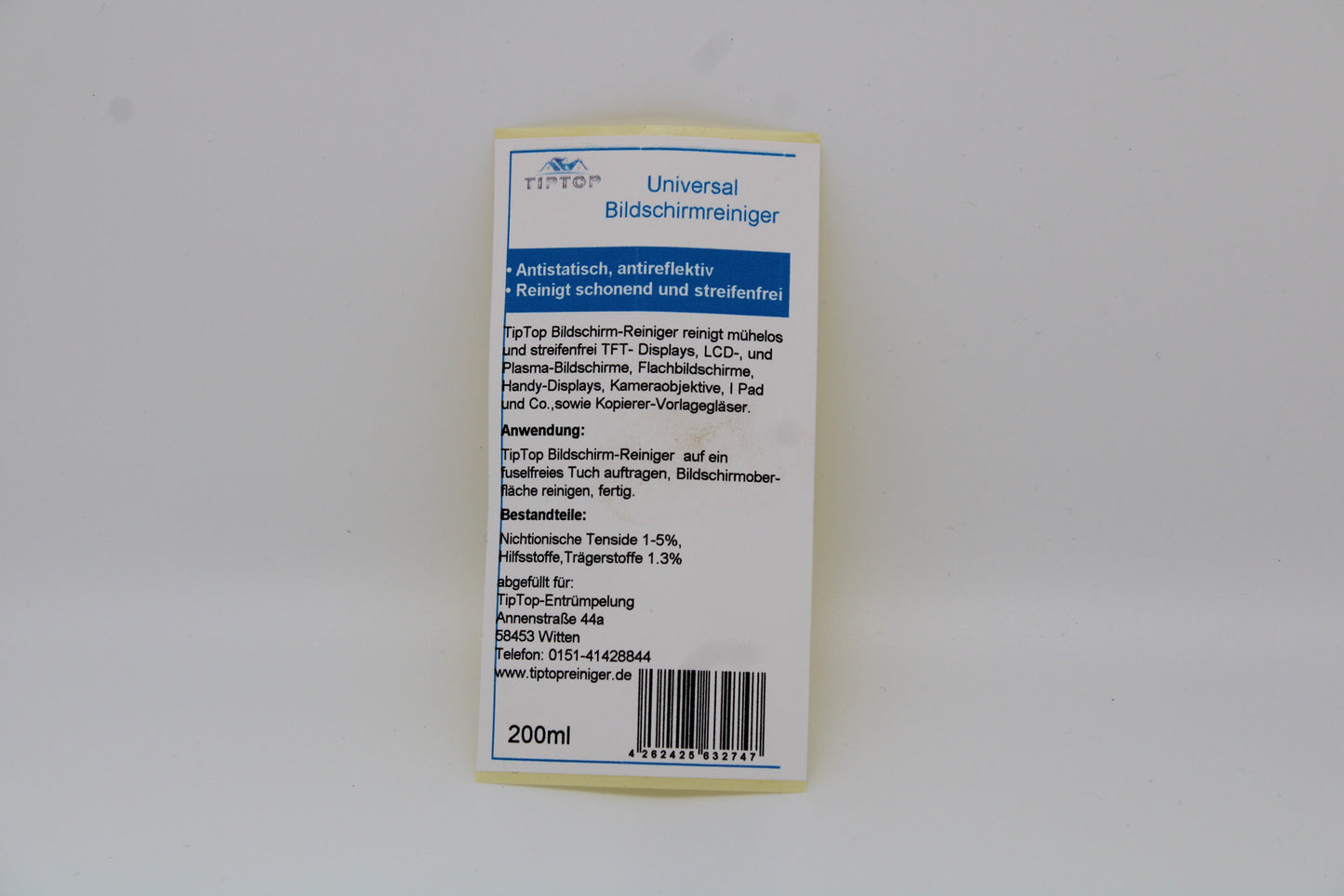 TIPTOP Universal Bildschirmreiniger + Microfasertuch 2 Größen zur Auswahl