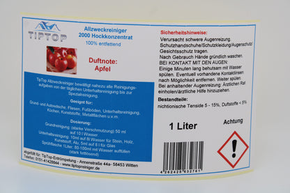 TIPTOP Allzweckreiniger 2000 Konzentrat 1 Liter mit Dosierkopf - Duftnoten zur Auswahl