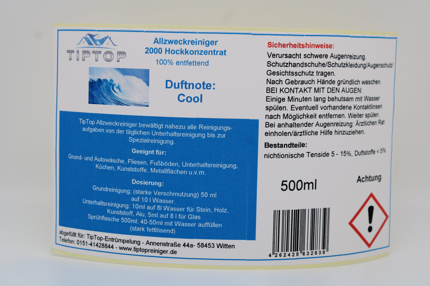 TIPTOP Allzweckreiniger 2000 Konzentrat 500 ml mit Dosierkopf - mehrere Duftnoten zur Auswahl