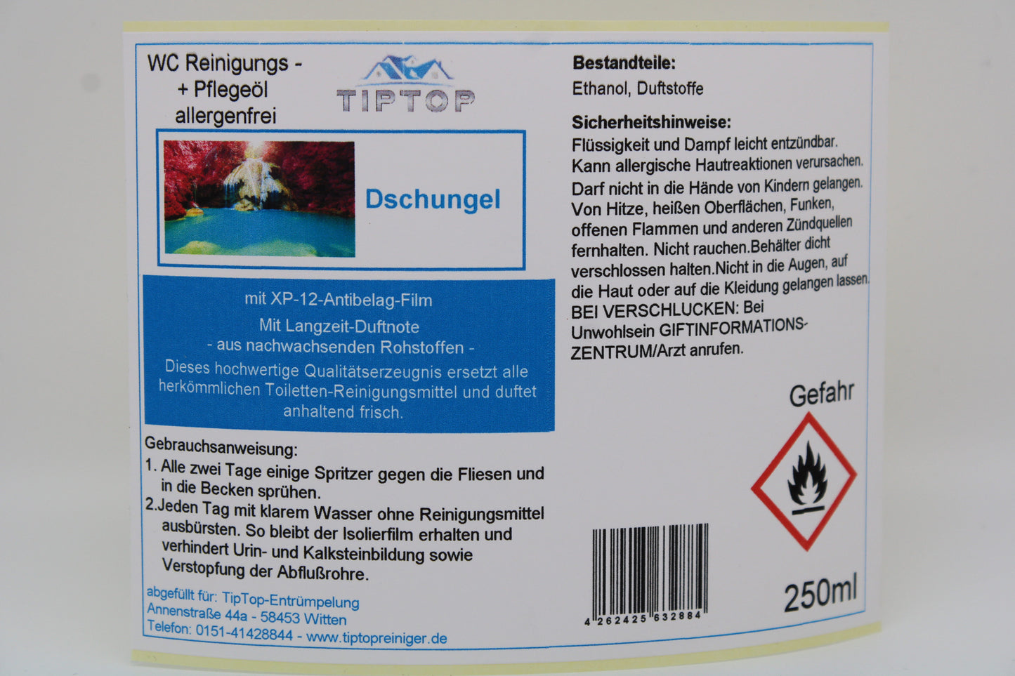 TIPTOP WC Reinigungs- und Pflegeöl - allergenfrei -250ml - mehrere Duftnoten zur Auswahl