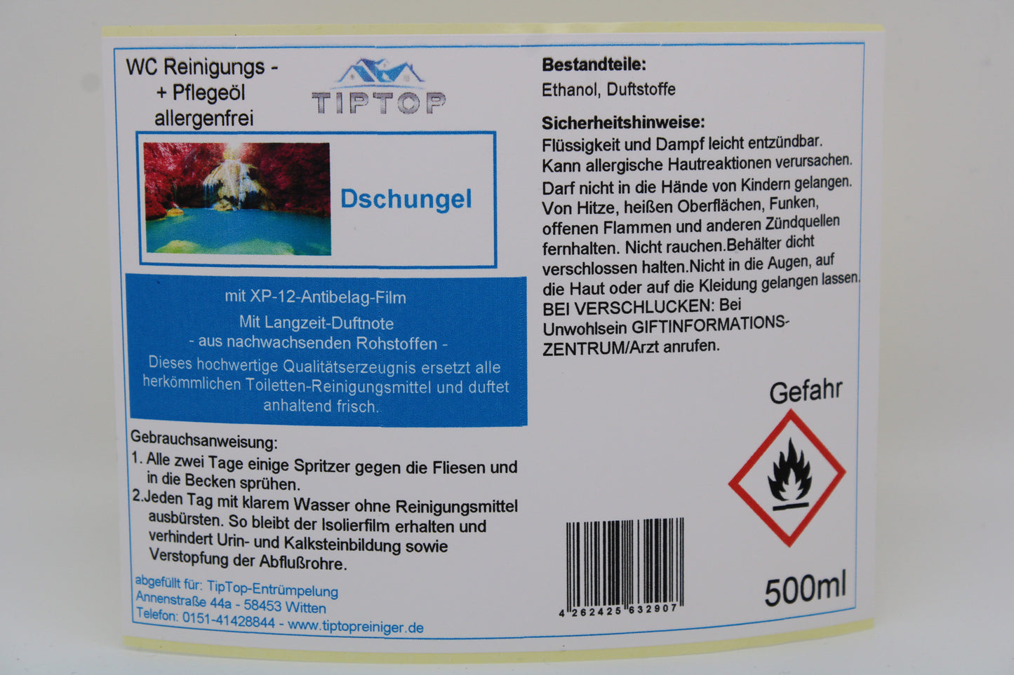 TIPTOP WC Reinigungs- und Pflegeöl - allergenfrei -500ml - mehrere Duftnoten zur Auswahl