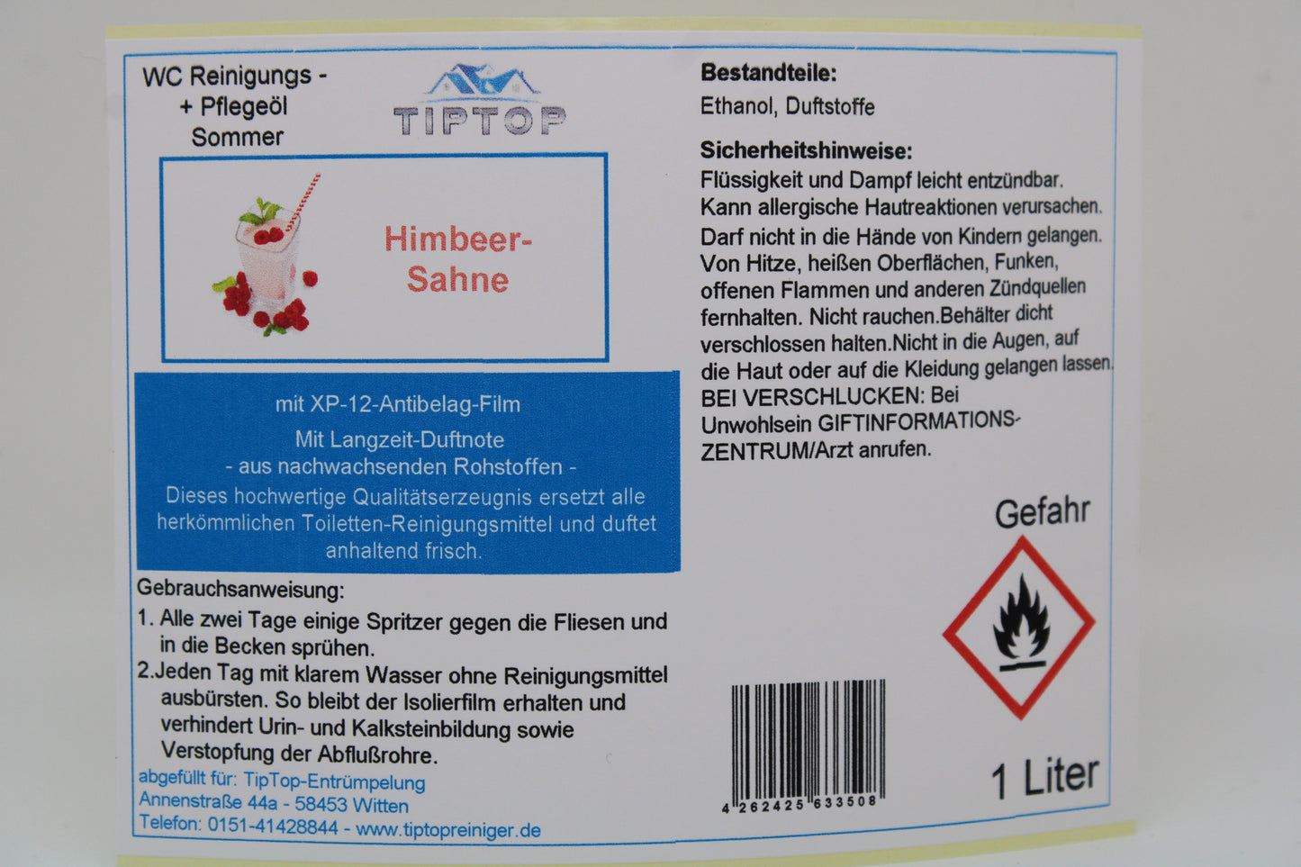 TIPTOP WC Reinigungs- und Pflegeöl - Sommer -1 Liter - mehrere Duftnoten zur Auswahl