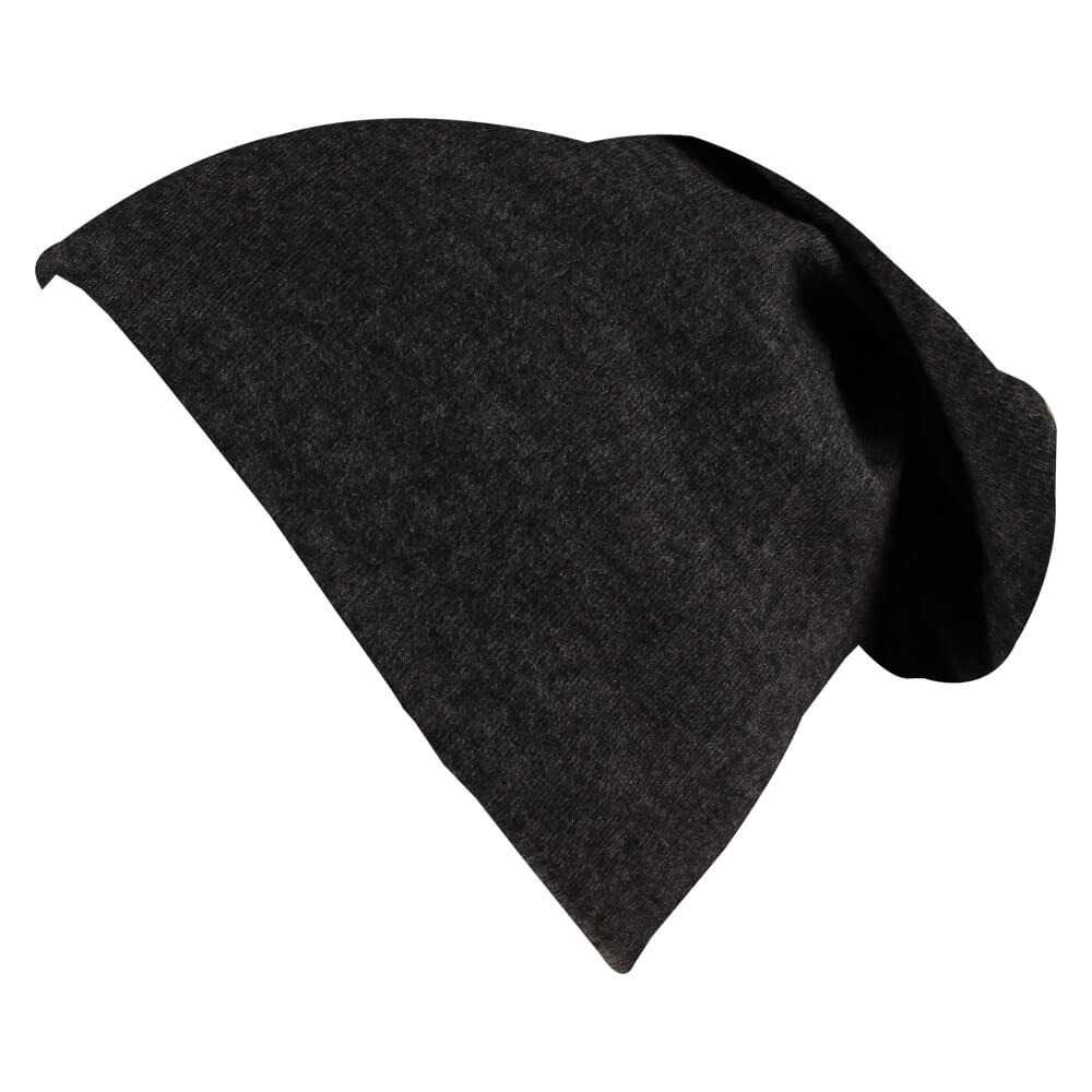 Long Beanie Slouch Mütze grau dunkelgrau anthrazit einfarbig
