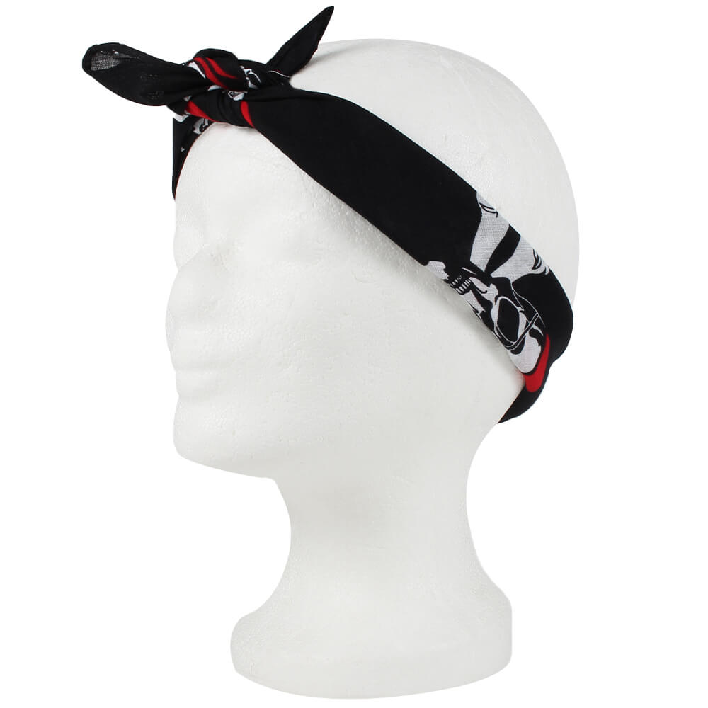 Bandana Kopftuch Halstuch Design: Totenköpfe mit Kopftuch schwarz