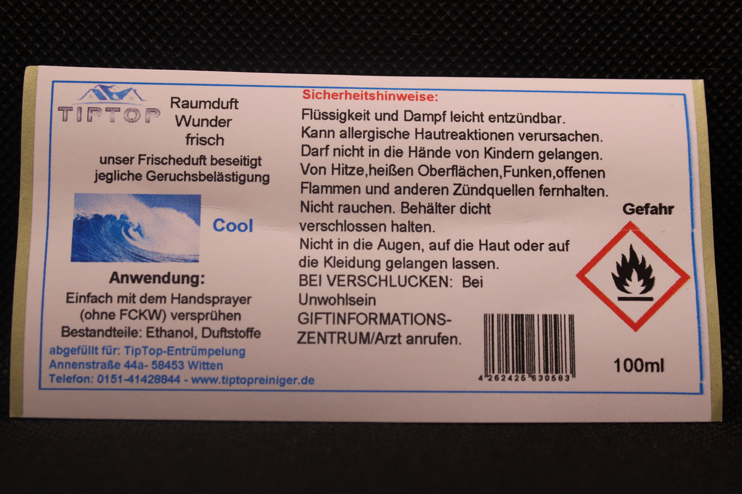 Raumduft-Wunder - 100ml - frisch - Duftnoten zur Auswahl