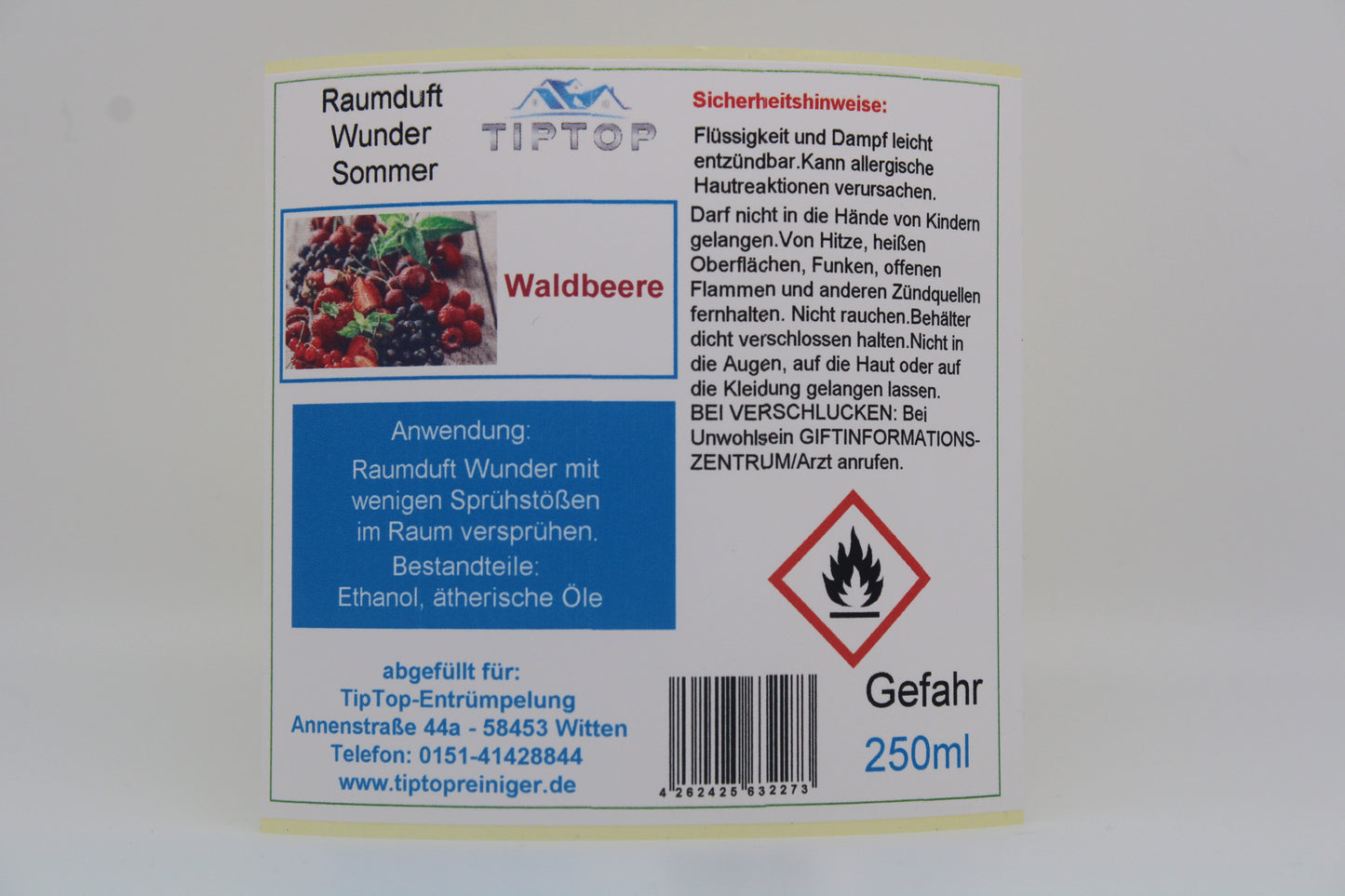 Raumduft-Wunder -250 ml - Sommer - mehrere Duftnoten zur Auswahl