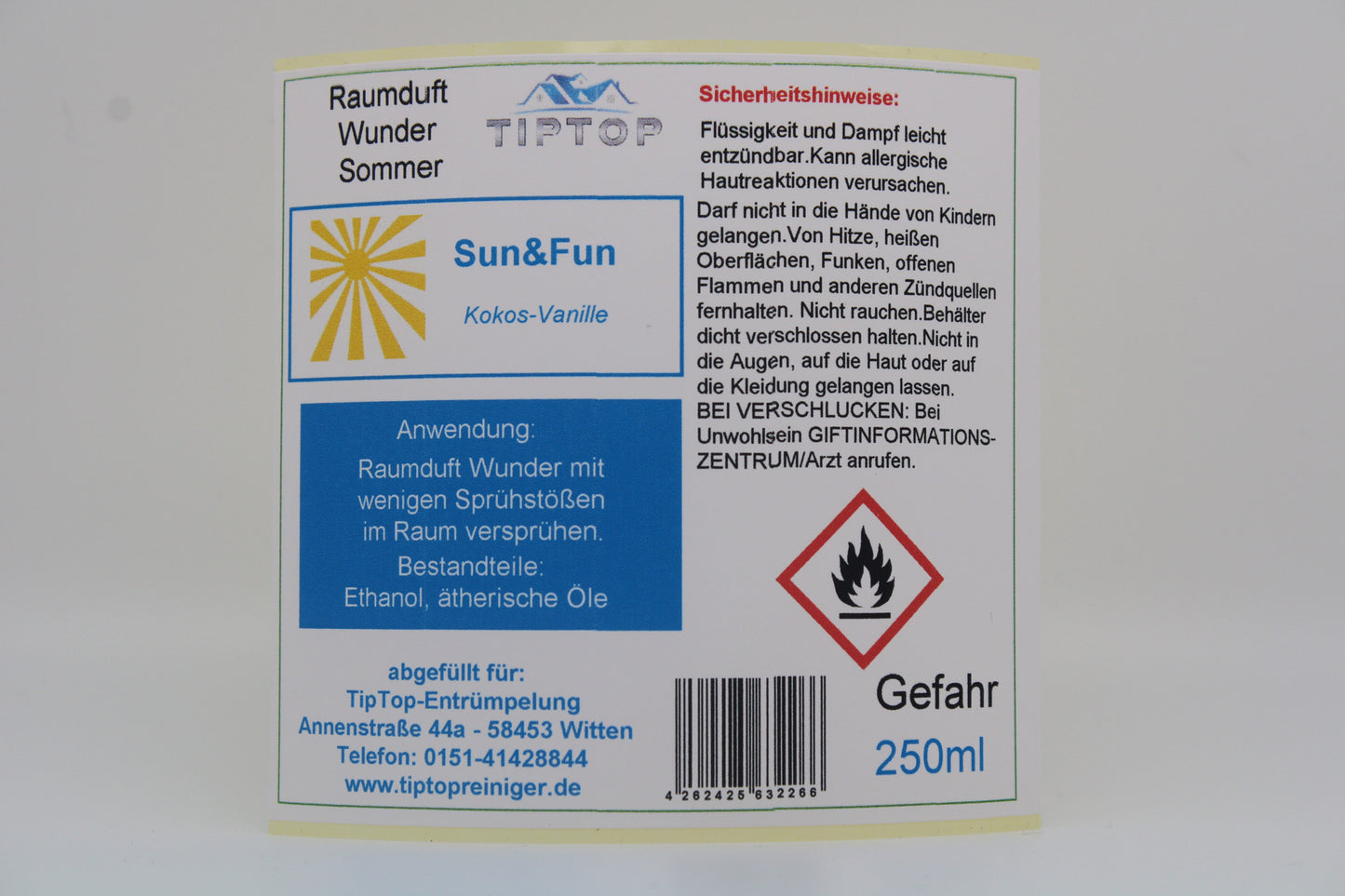 Raumduft-Wunder -250 ml - Sommer - mehrere Duftnoten zur Auswahl