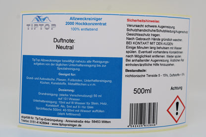 TIPTOP Allzweckreiniger 2000 Konzentrat 500 ml mit Dosierkopf - mehrere Duftnoten zur Auswahl