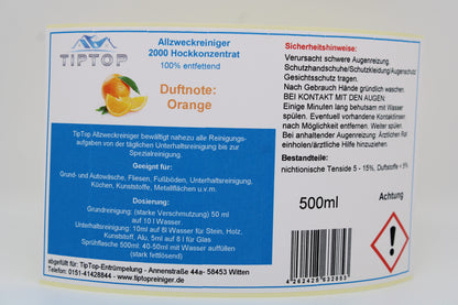 TIPTOP Allzweckreiniger 2000 Konzentrat 500 ml mit Dosierkopf - mehrere Duftnoten zur Auswahl
